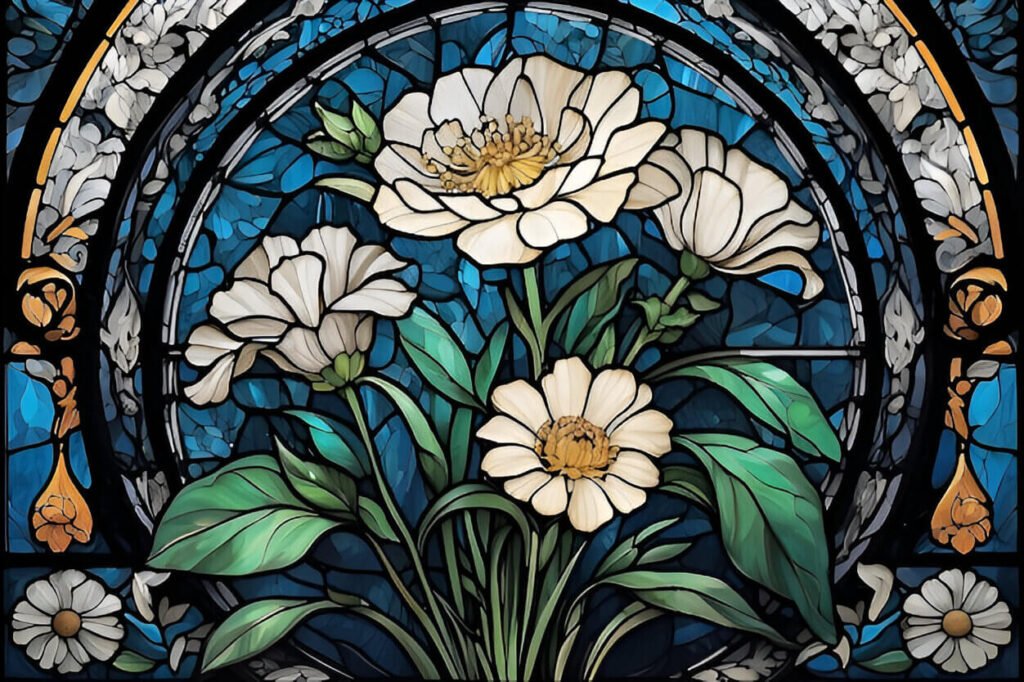 flowers stained glass